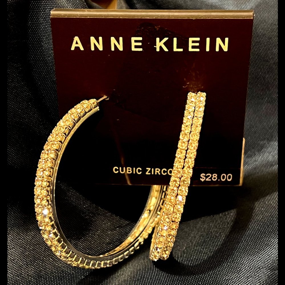 Silver-Plated Cubic Zirconia Hoop Earrings